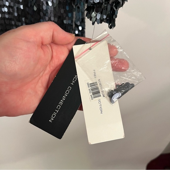 French Connection Bisma Sequin Long Sleeve Faux Wrap Cocktail Dress sz 12 NWT - Picture 13 of 15